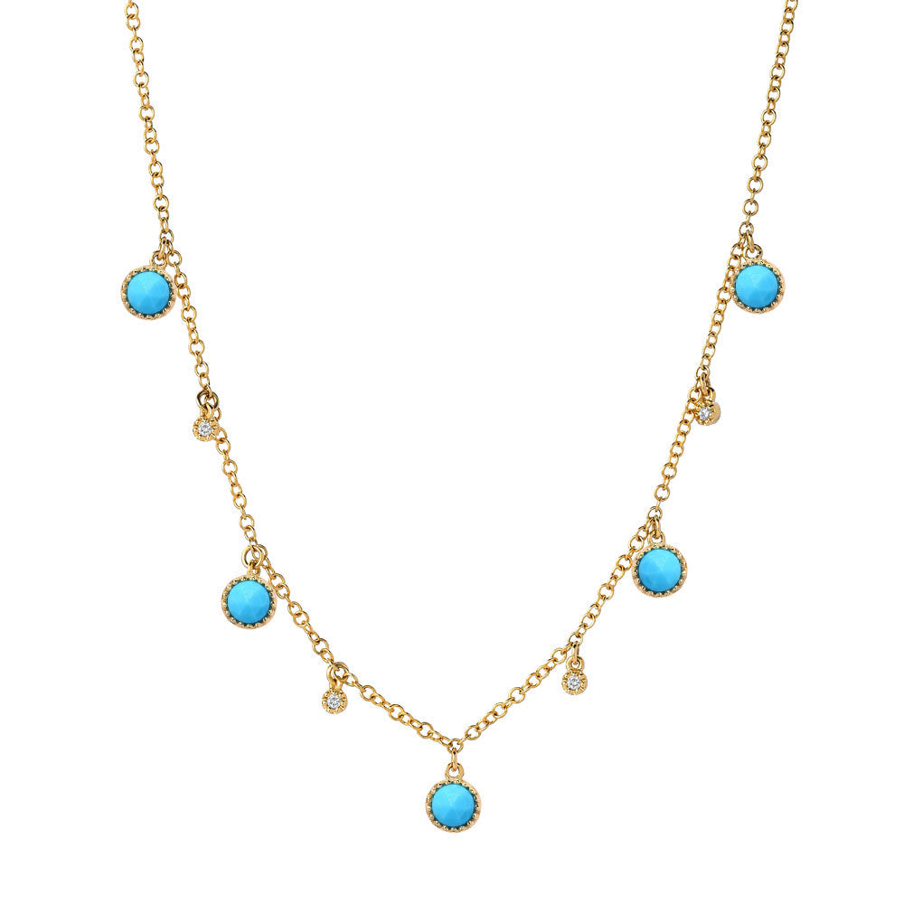 Liven Dangling Turq. & Diamond Necklace