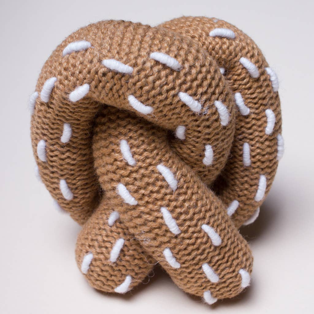 Knitted Pretzel Rattle Toy