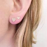 Liven Pave Heart Posts Yellow Gold