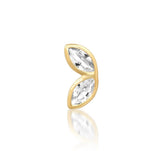 Fine Double White Topaz Leaf Stud