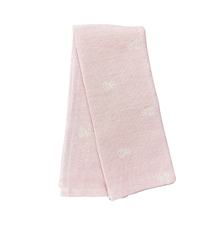 Embroidered Kitchen Towel Bee Powder Pink
