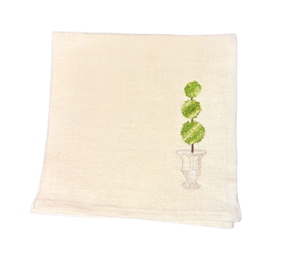 Embroidered Napkin Topiary Circles