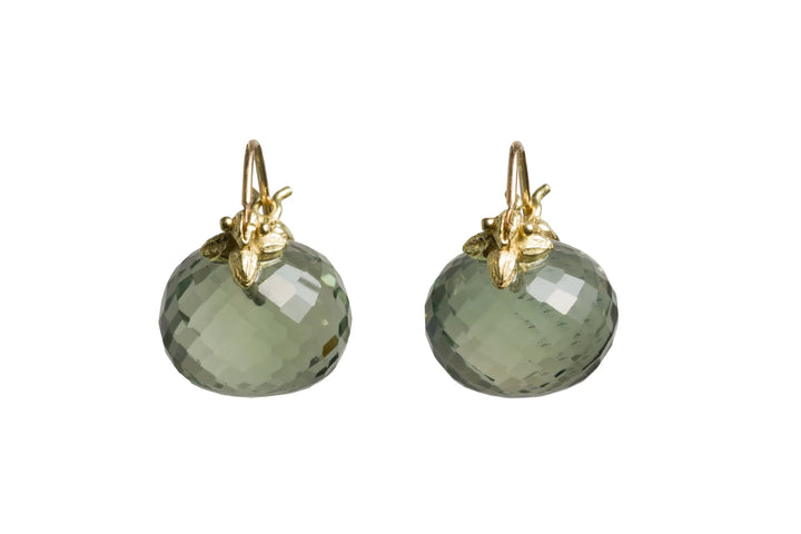 Round Faceted Green Amethyst Flyers