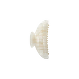 The Tiny Finch midi hair claw clip in opalite shell checker pattern, crafted from Italian acetate.