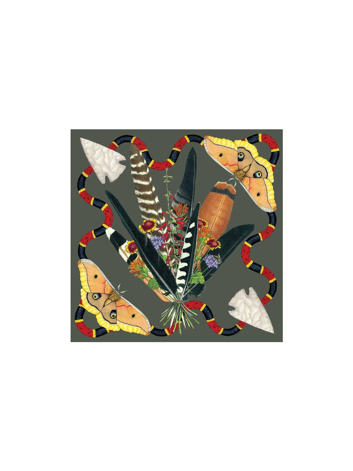 Kerr Chief Pocket Square Feather Bouquet Snapping Turtle