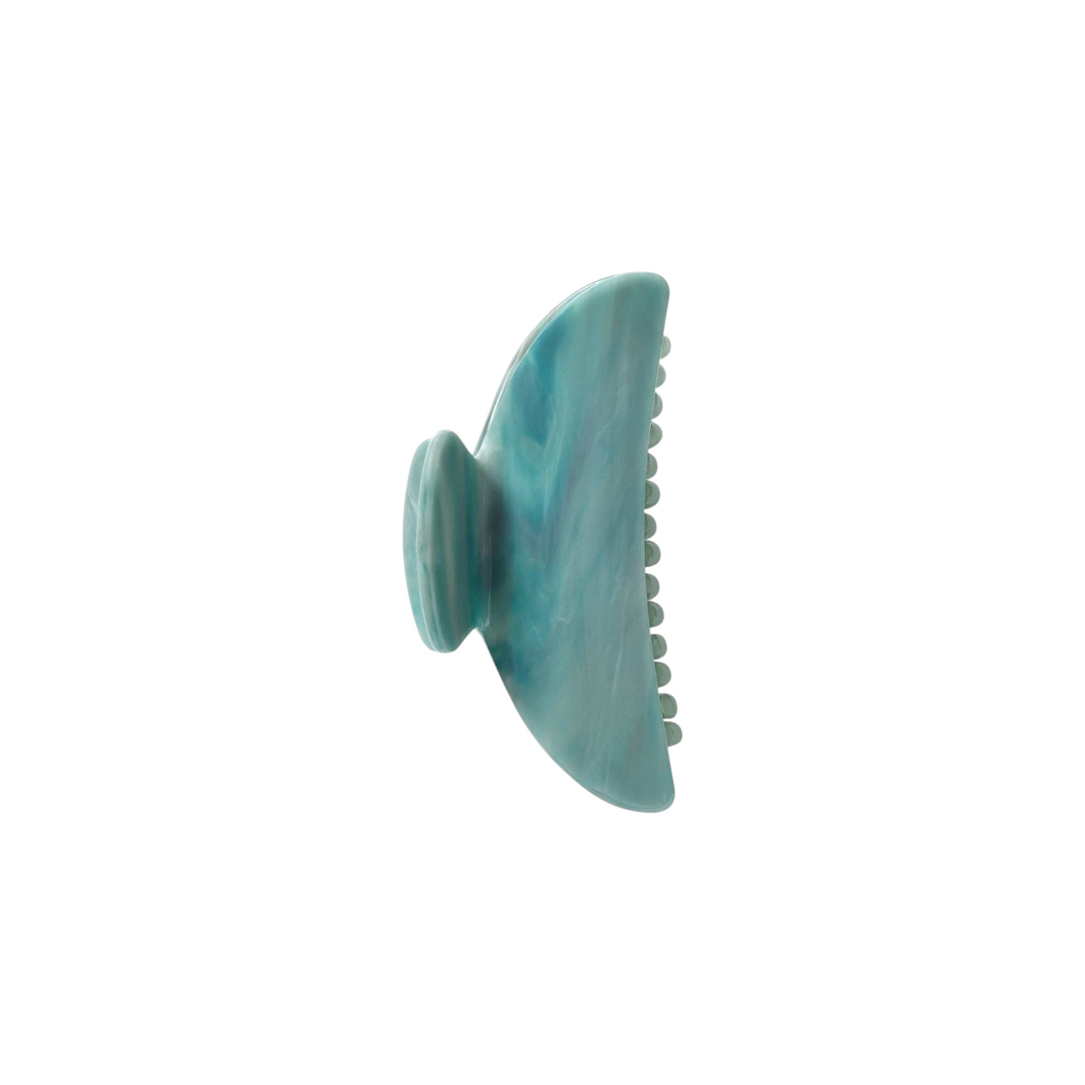 The Tiny Finch midi hair claw clip in jadeite green Italian acetate with a double-walled design.