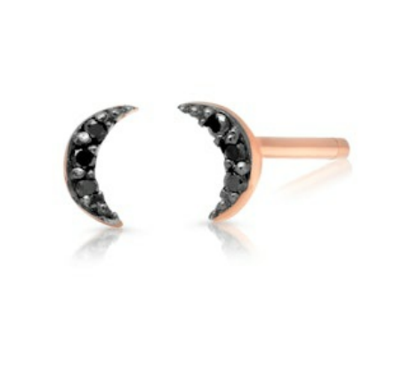 Fine Moon with Black Diamond Stud