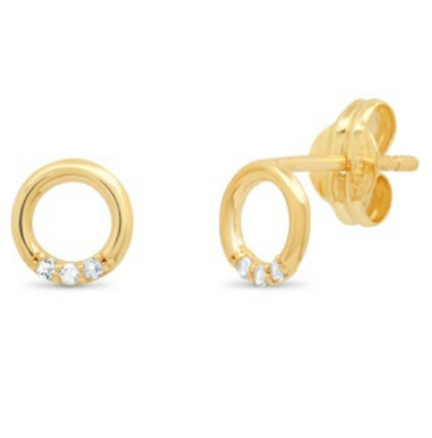 Fine Circle Stud with Three White Topaz