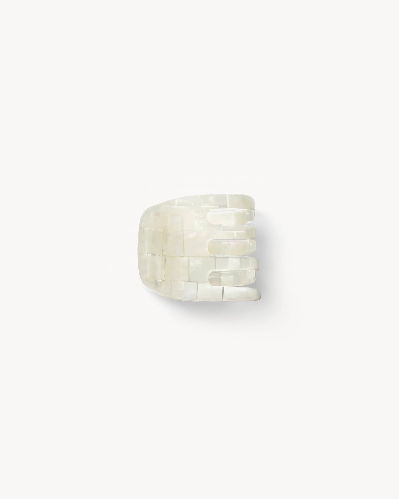 Mini Hair Clip Opalite Shell Checker