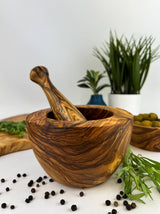 Natural Olive Mortar & Pestle: 5.5"