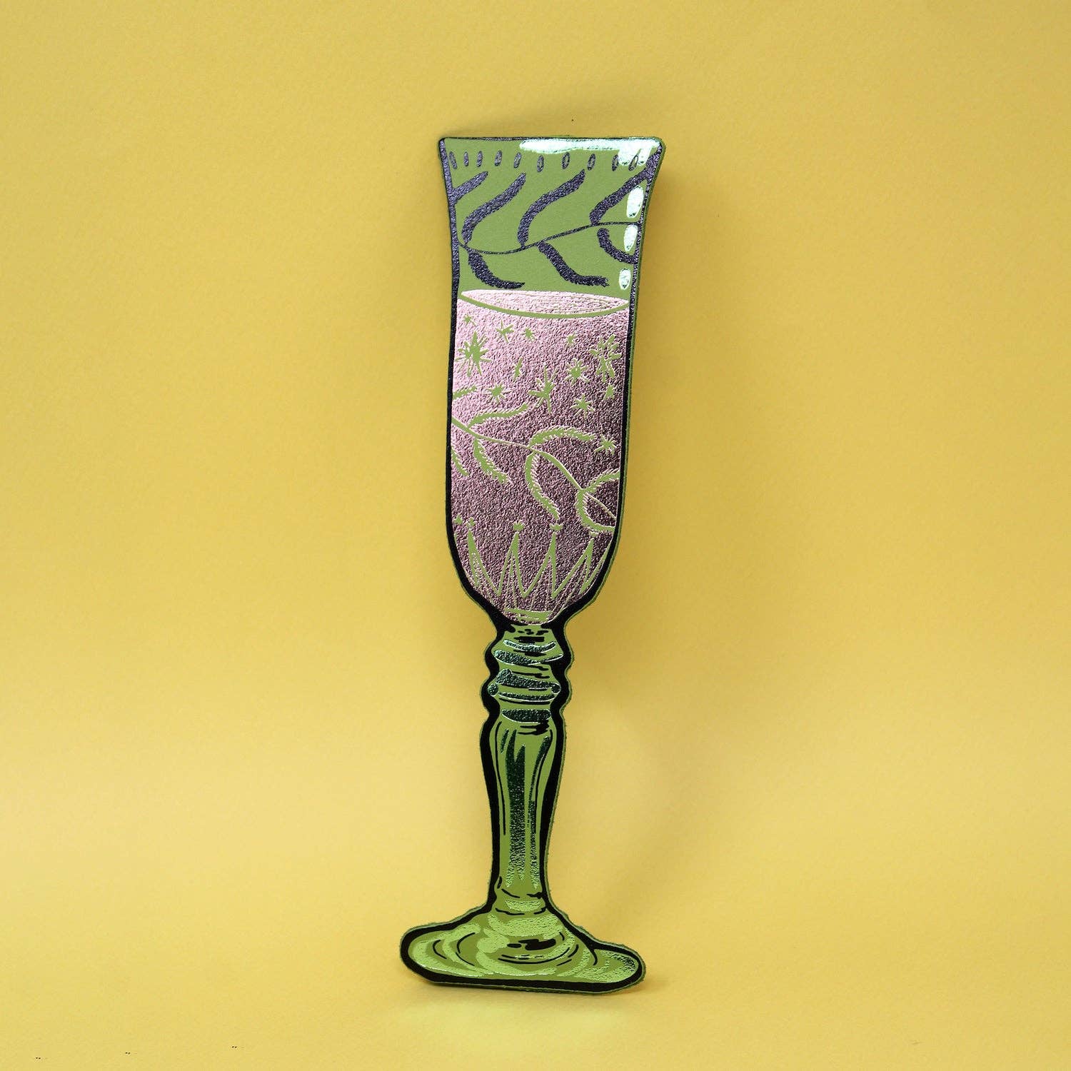 Wine Glass Bookmark Apple Green