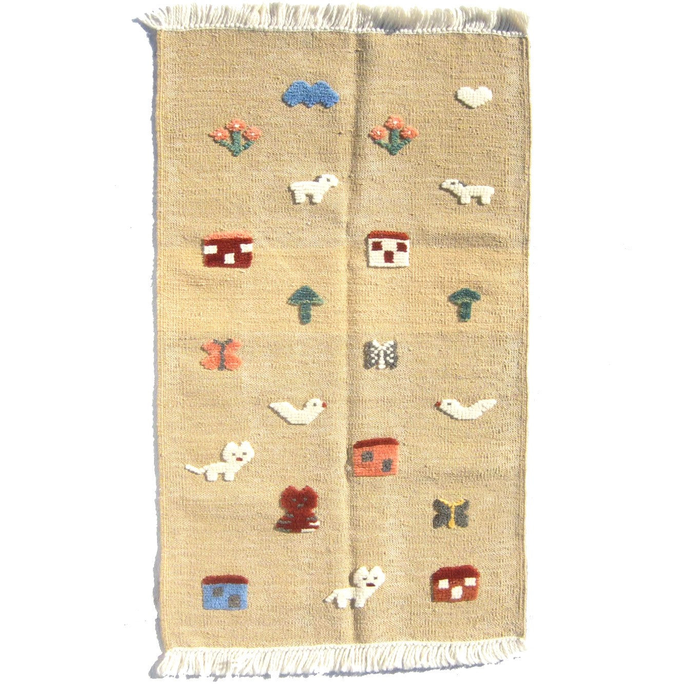 Village Scene Kilim Rug