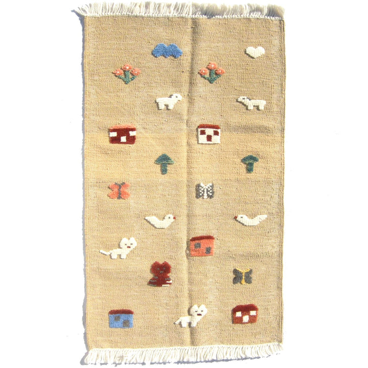 Village Scene Kilim Rug