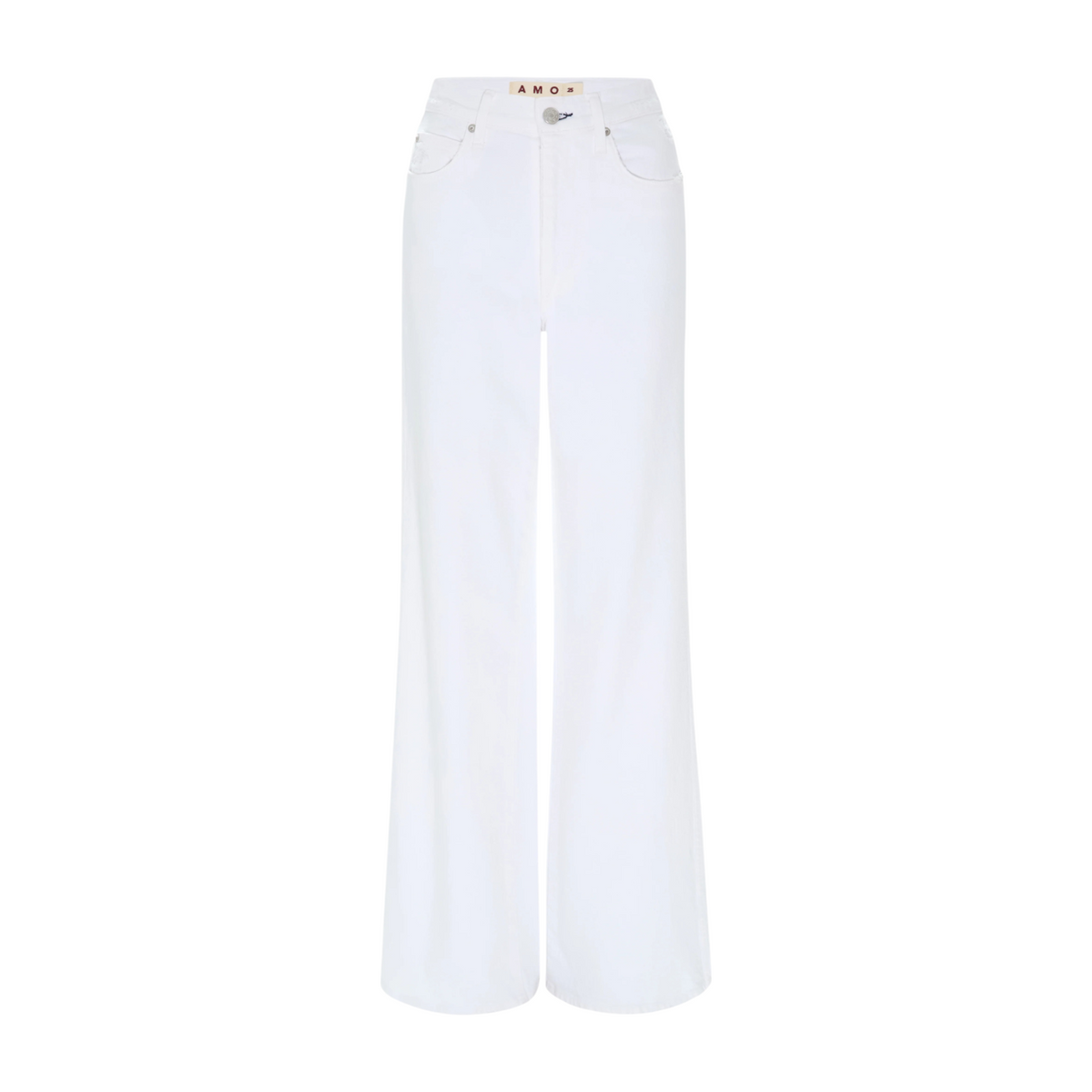 The Tiny Finch Frida Alabaster high-rise wide-leg white denim jeans with a zip fly and classic five-pocket styling.