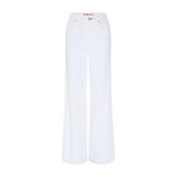 The Tiny Finch Frida Alabaster high-rise wide-leg white denim jeans with a zip fly and classic five-pocket styling.