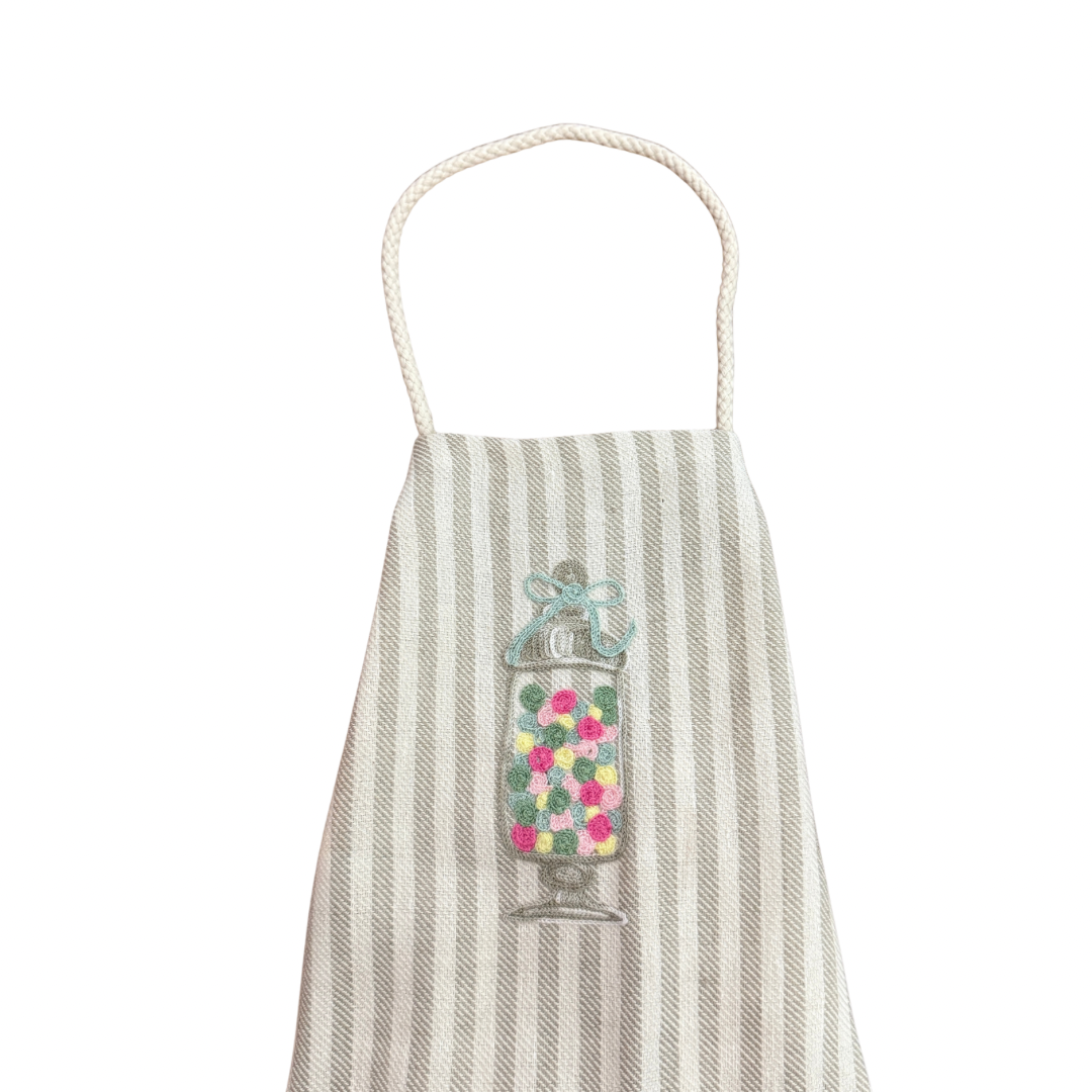 Embroidered Apron Candy Dish Tall