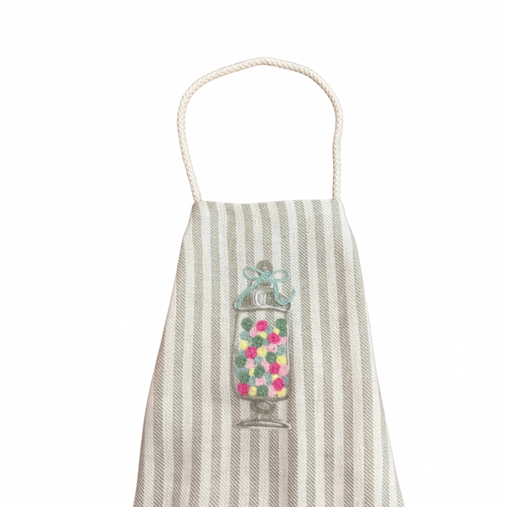 Embroidered Apron Candy Dish Tall