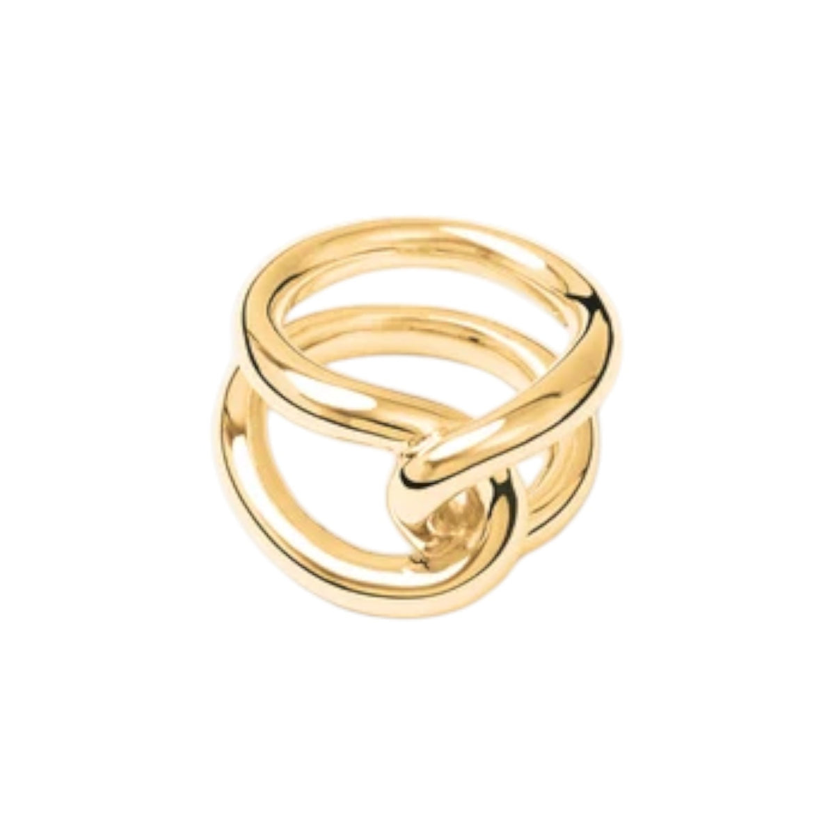 The Tiny Finch Agnes ring in gold featuring a sculptural layered knot design with soft curves.