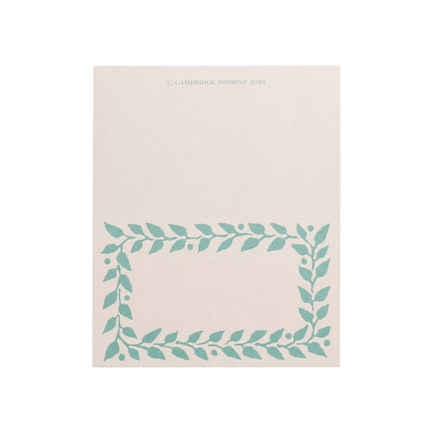 The Tiny Finch pack of twelve aquamarine place cards on cream cardstock with a decorative leaf border pattern.