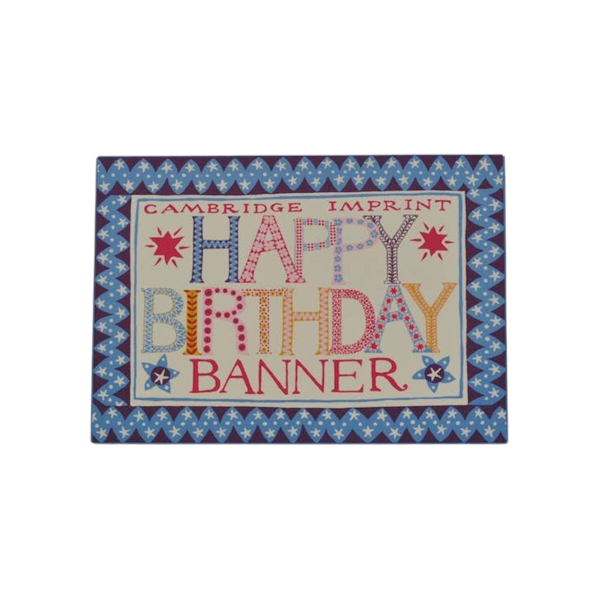 The Tiny Finch Happy Birthday banner storage wallet featuring colorful folk-inspired patterns and decorative borders.