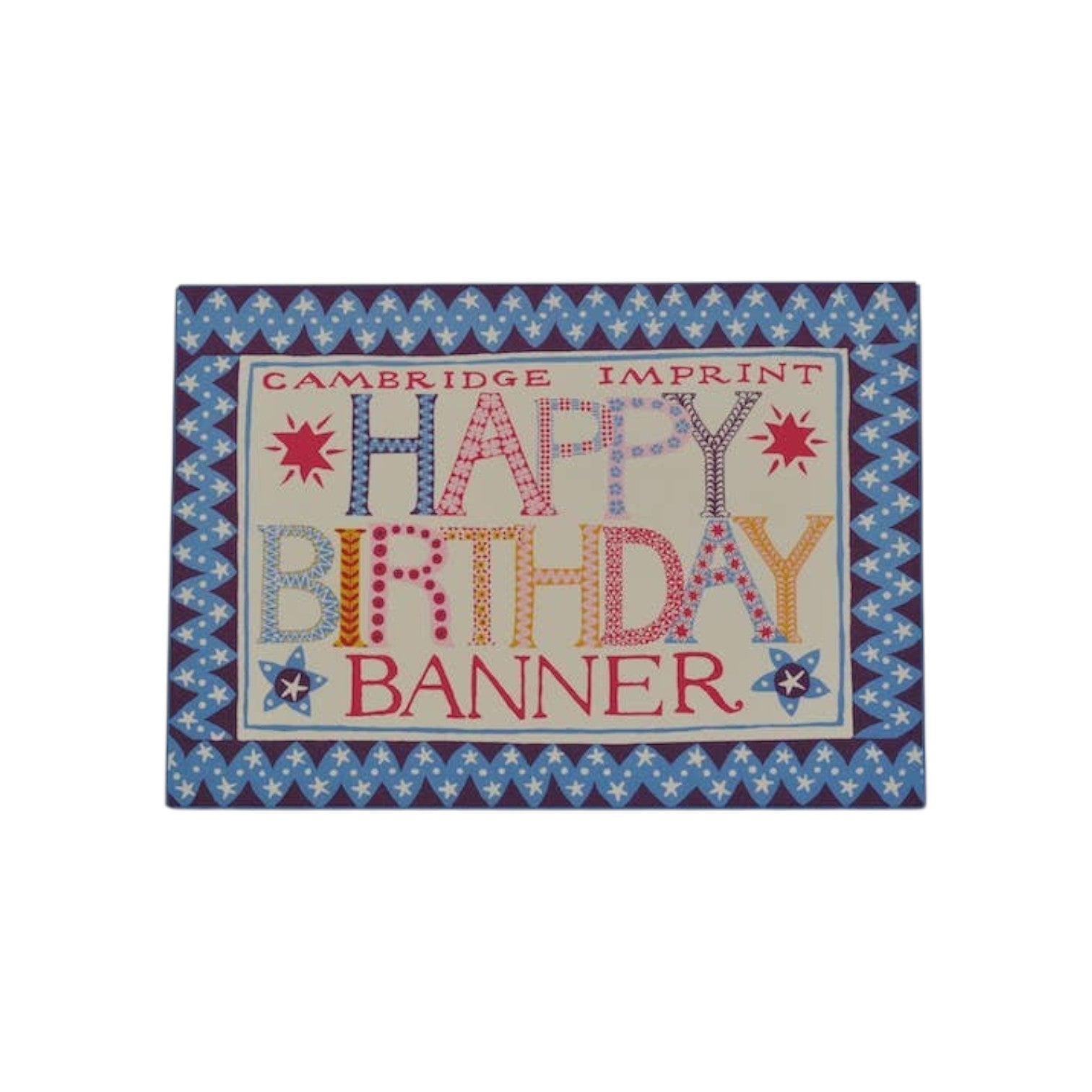 The Tiny Finch Happy Birthday banner storage wallet featuring colorful folk-inspired patterns and decorative borders.