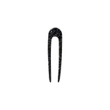 The Tiny Finch French hair pin in black marble Italian acetate with a classic U-shaped design for all hair types.