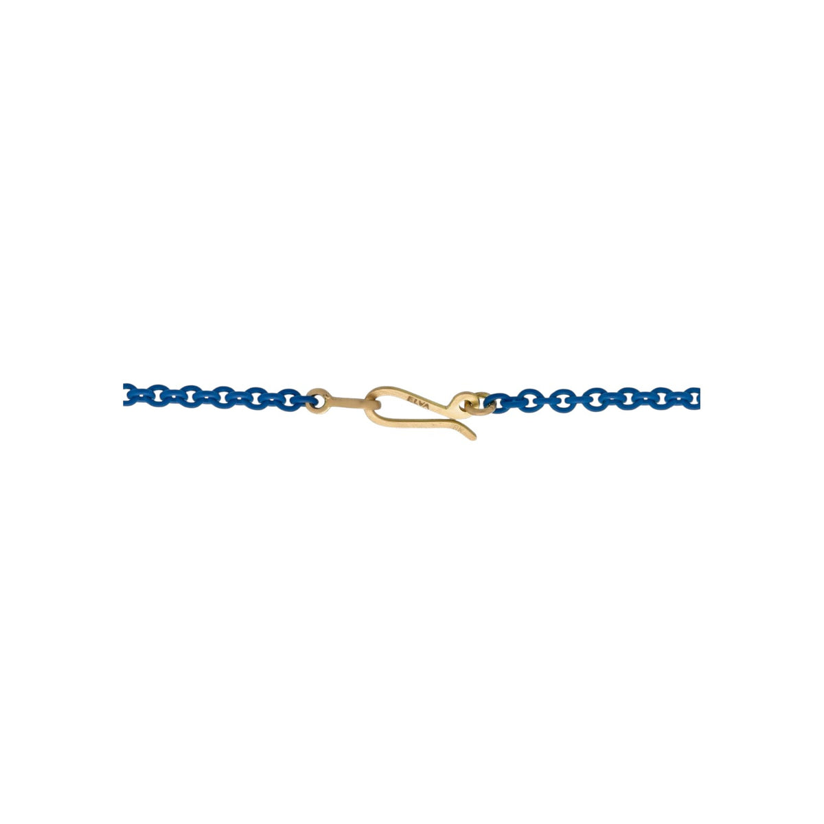 The Tiny Finch Elva Fine Jewelry blue acrylic-coated sterling silver chain necklace with 18k yellow gold clasp