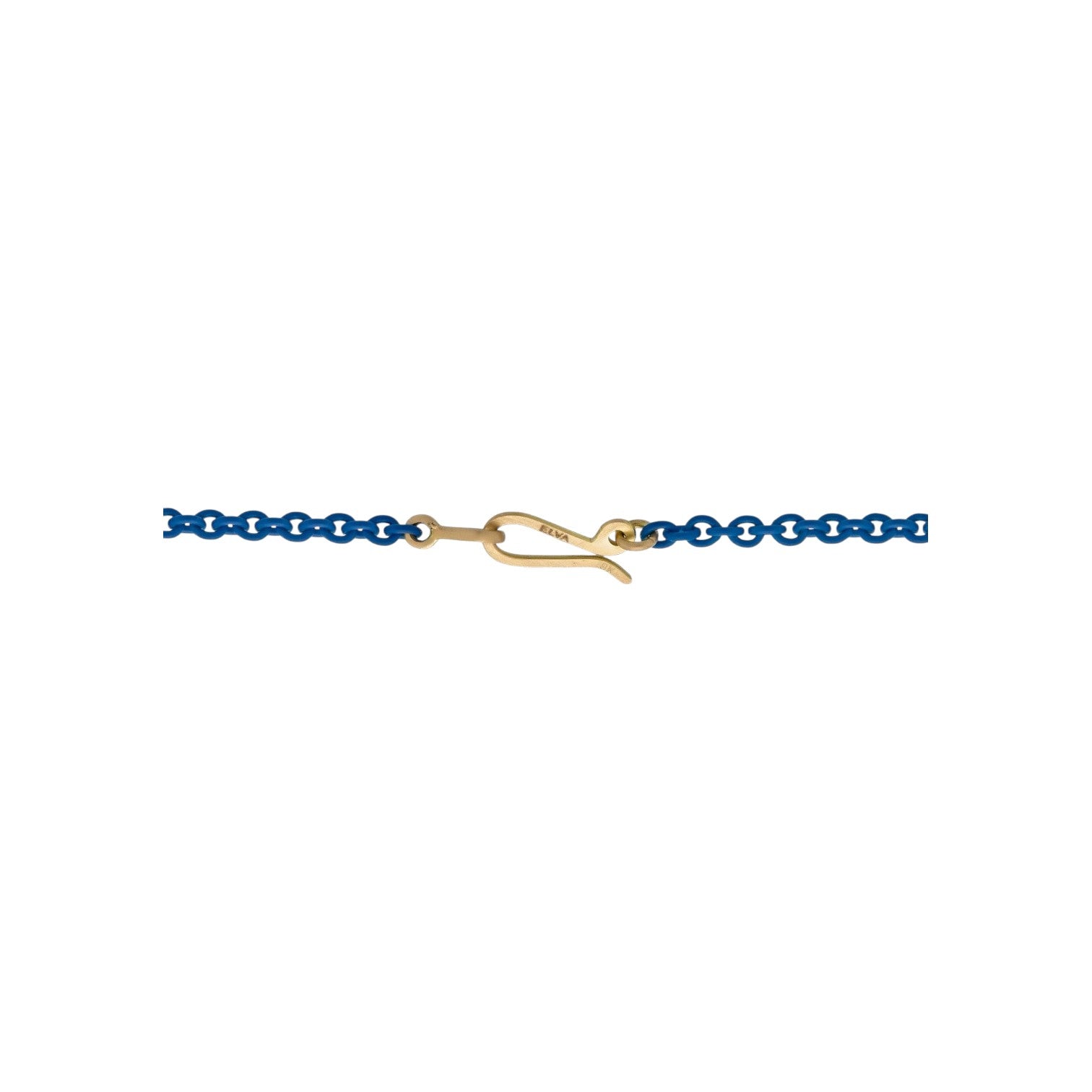 The Tiny Finch Elva Fine Jewelry blue acrylic-coated sterling silver chain necklace with 18k yellow gold clasp