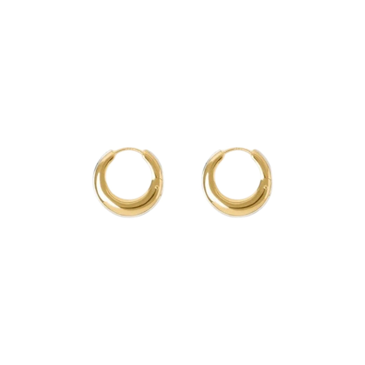 The Tiny Finch Bonnie sculptural hoop earrings in 18k gold-plated sterling silver with a compact, everyday design.