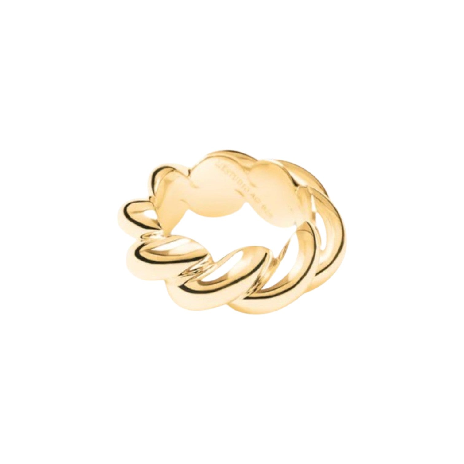The Tiny Finch Christine ring in 18k gold-plated sterling silver featuring a sculptural, curved overlapping design.