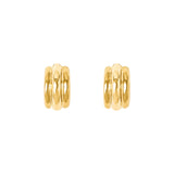 The Tiny Finch Elenora earrings in polished 18k gold-plated sterling silver with a sculptural rounded hoop design.