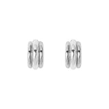 The Tiny Finch Elenora earrings in polished 925 sterling silver featuring a sculptural rounded hoop design.