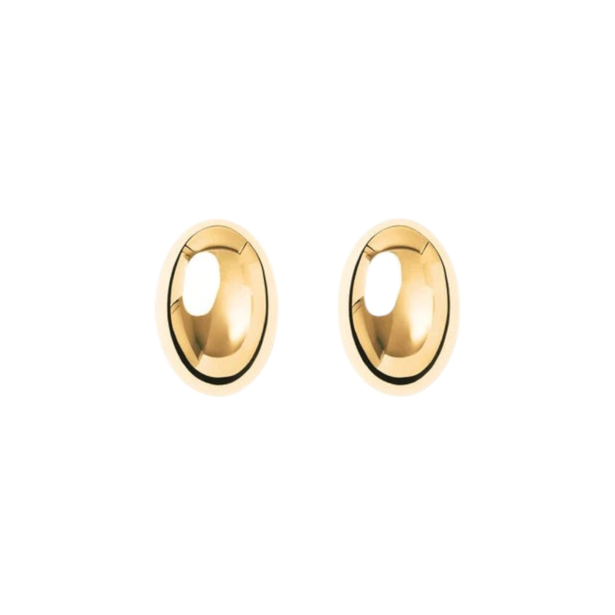 The Tiny Finch Camille earrings in 18k gold-plated sterling silver featuring a polished oval sculptural design.