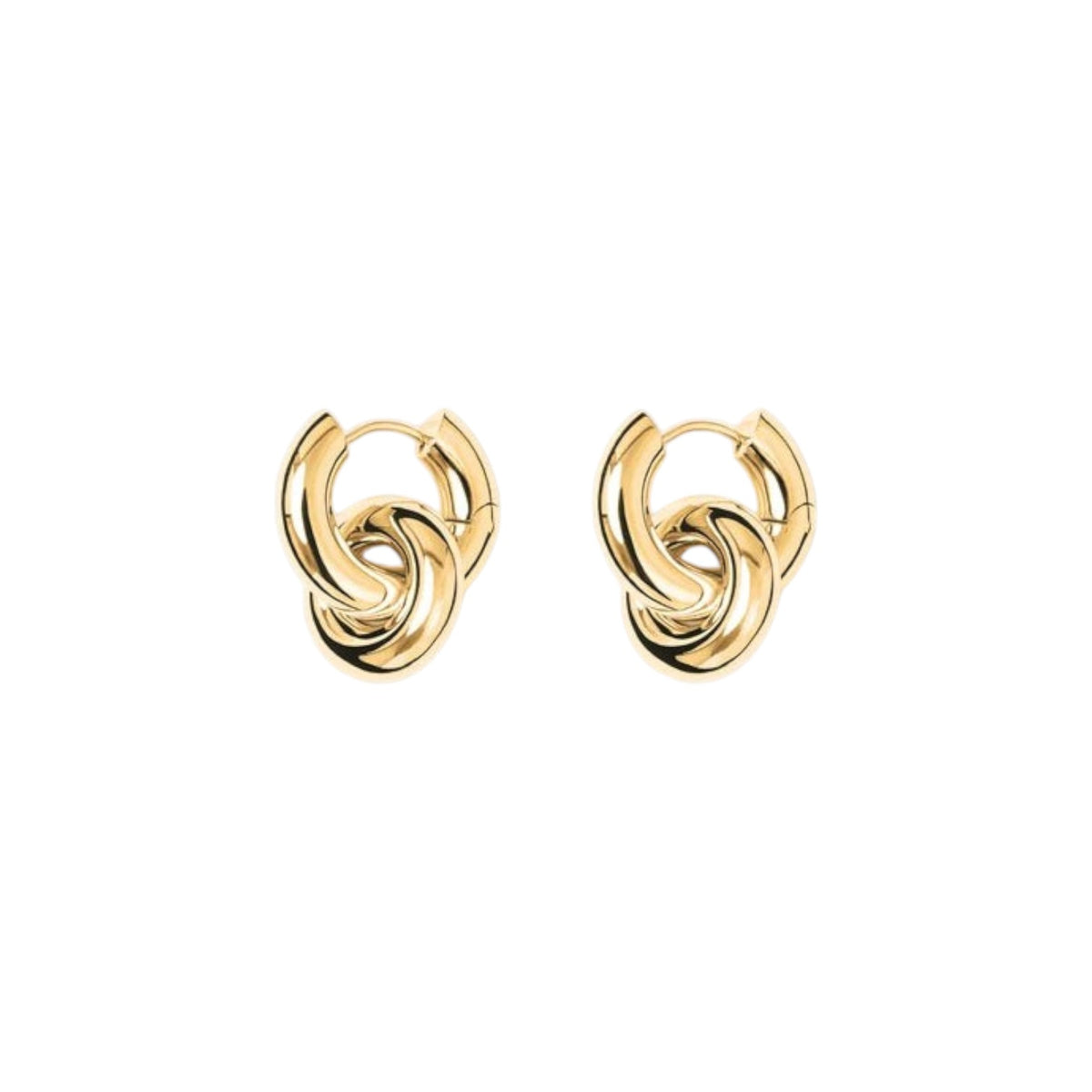 The Tiny Finch Esther earrings in 18k gold-plated sterling silver featuring a sculptural removable hoop design.