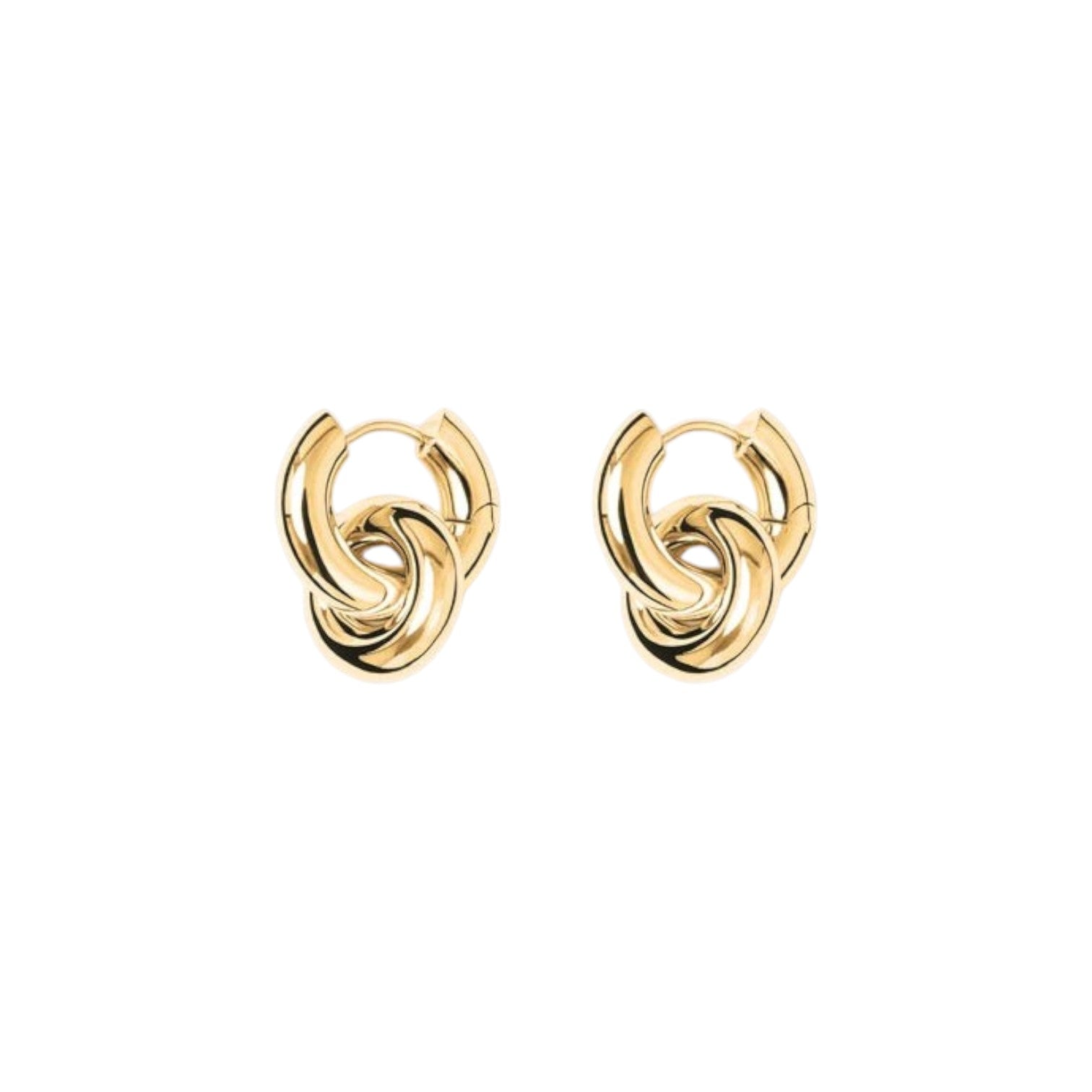 The Tiny Finch Esther earrings in 18k gold-plated sterling silver featuring a sculptural removable hoop design.