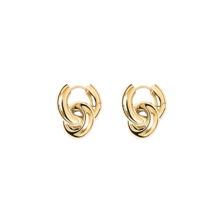 The Tiny Finch Esther earrings in 18k gold-plated sterling silver featuring a sculptural removable hoop design.