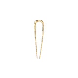 The Tiny Finch midi wavy French hair pin in gold-plated recycled brass with a textured finish.