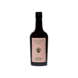 The Tiny Finch Heritage Extra Virgin Olive Oil in a dark glass bottle with a light pink label.
