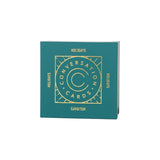 The Tiny Finch holiday conversation cards in a teal box with gold foil lettering and magnetic closure.