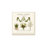 The Tiny Finch Holiday Garden gift tag set featuring four hand-finished botanical illustrations on white cardstock.