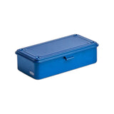 The Tiny Finch indigo steel T-190 stackable storage box with a seamless, minimalist industrial design.