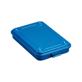 The Tiny Finch Toyo Steel stackable storage box in indigo blue with a durable painted metal finish.