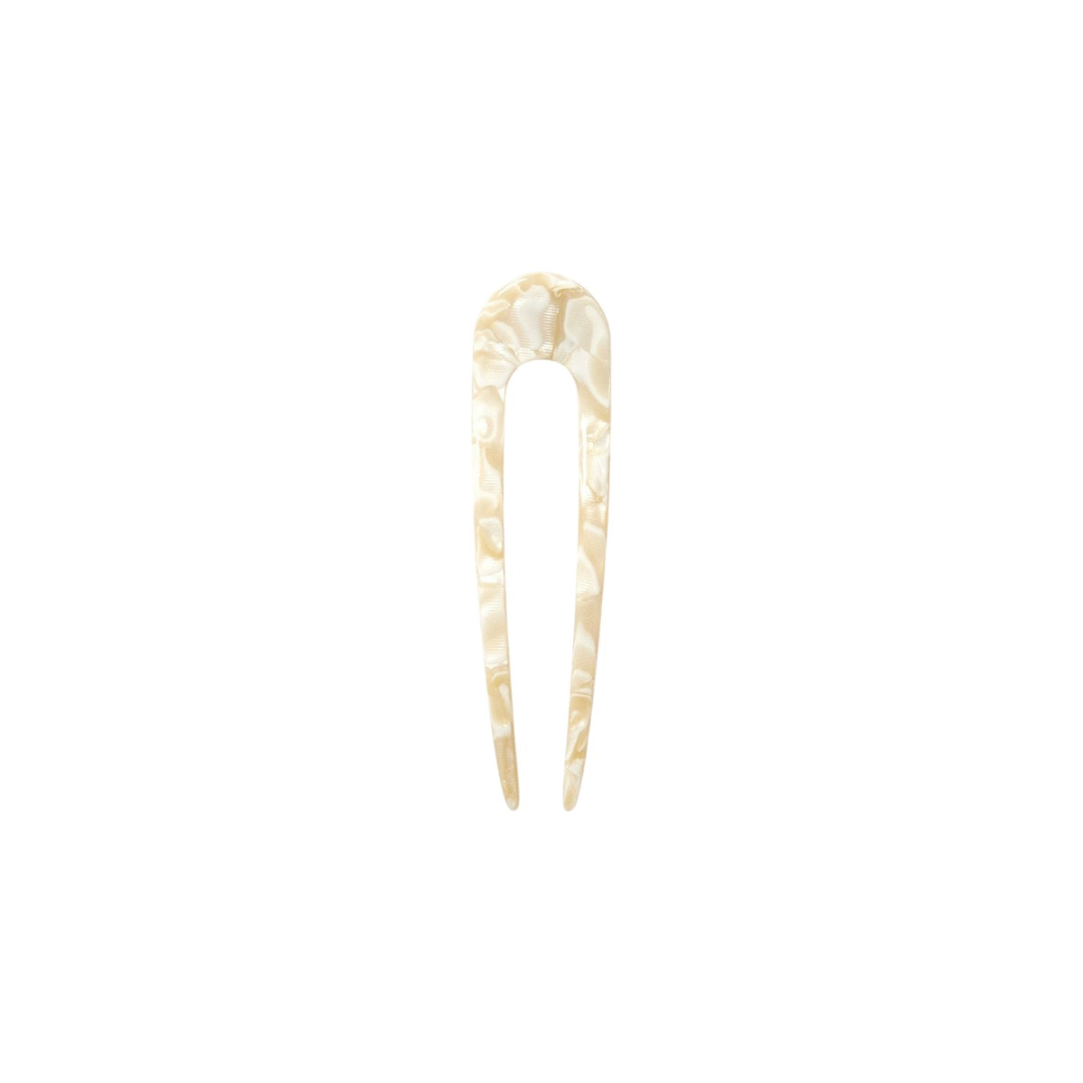 The Tiny Finch ivory French hair pin handcrafted from polished Italian acetate with a classic U-shaped design.