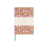 The Tiny Finch Meri Meri x Liberty Julia Star softcover notebook with a vibrant red floral print and green ribbon.