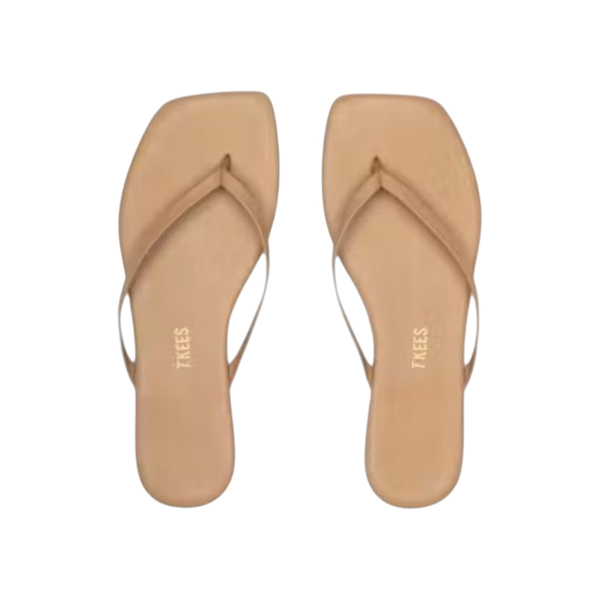 The Tiny Finch Lily square toe thong sandals in cocobutter leather with a minimalist design and rubber outsole.