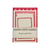 The Tiny Finch magenta notecard set with large star patterns, patterned borders, and coordinating envelopes.