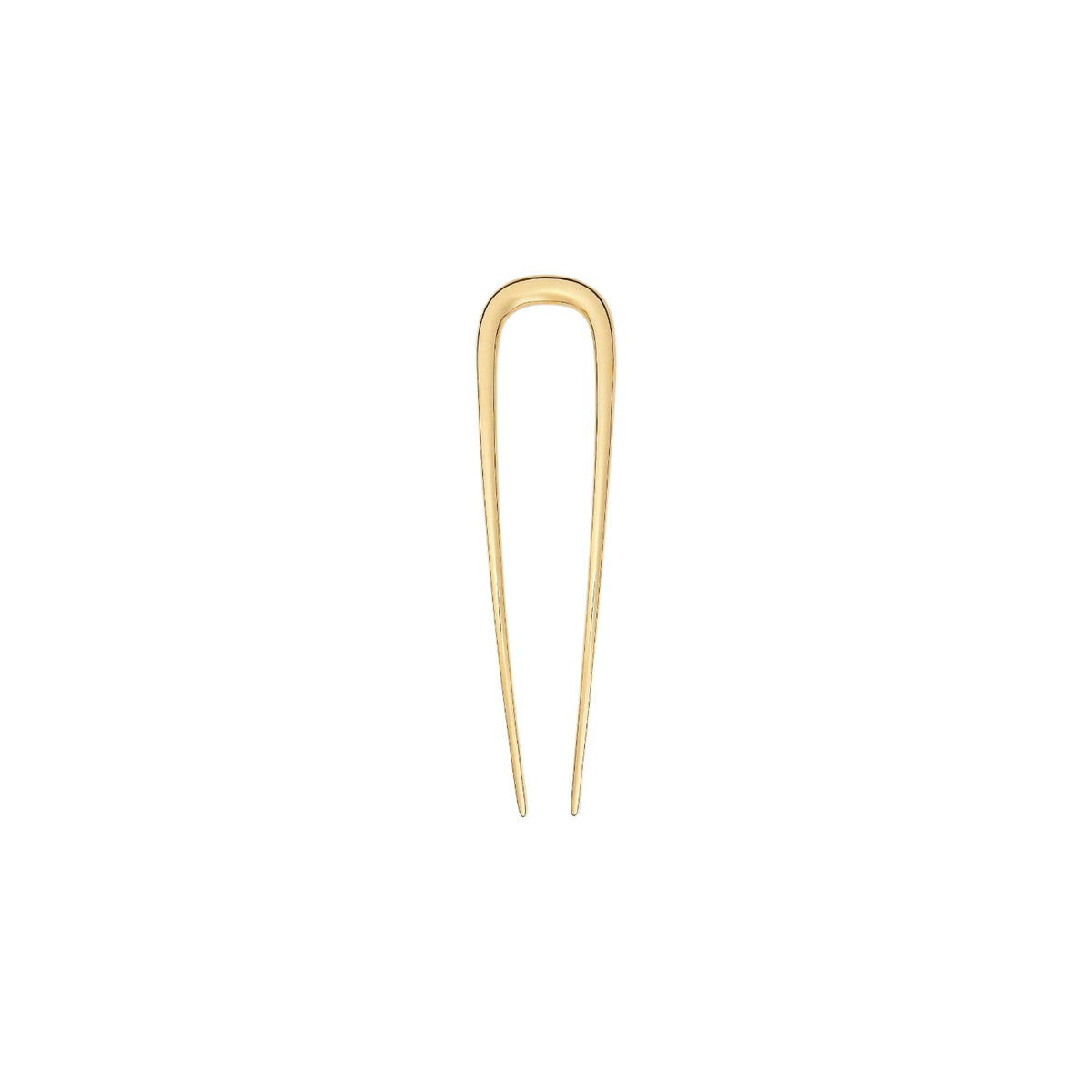The Tiny Finch 5-inch handcrafted midi oval French hair pin in a polished gold plated finish for updos.