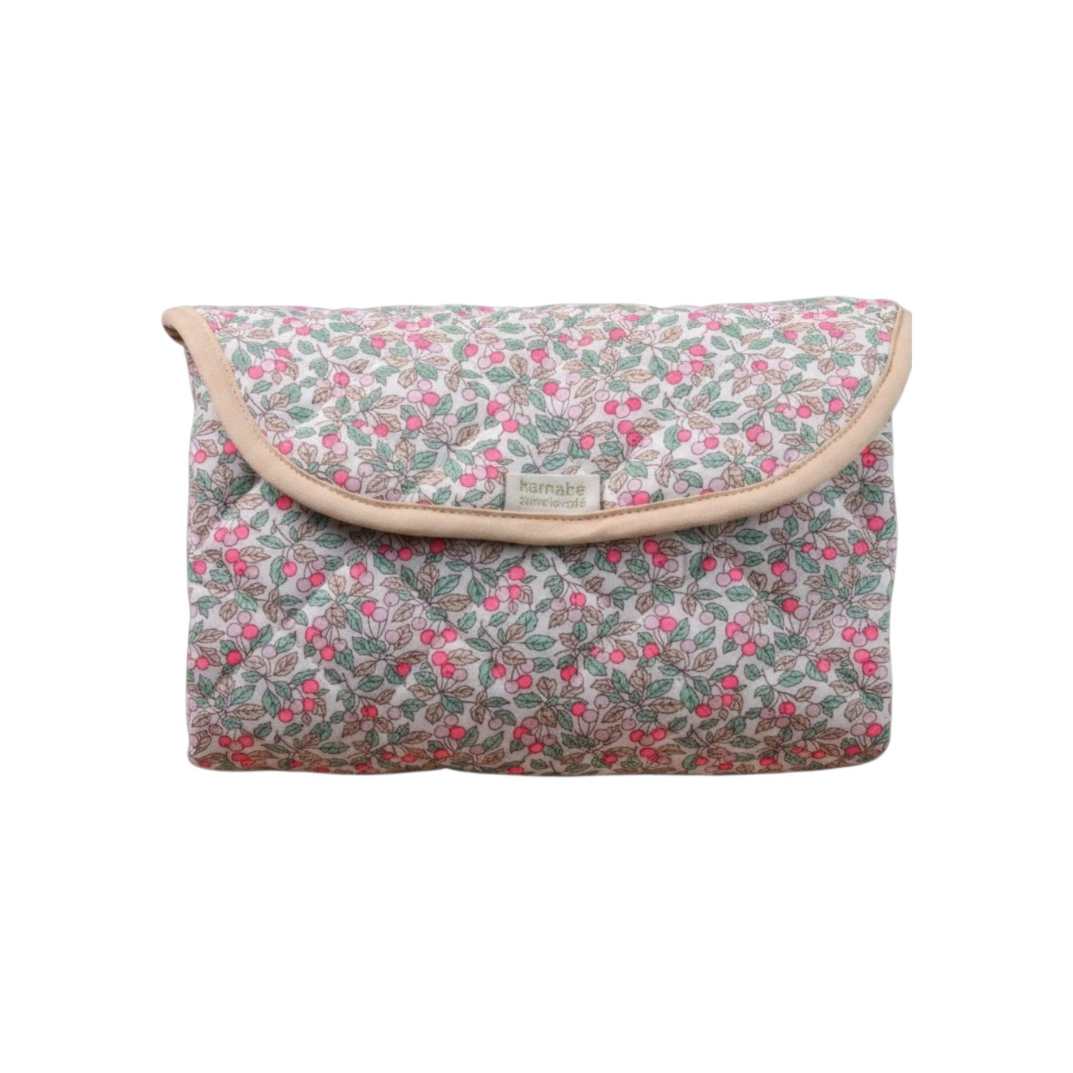 The Tiny Finch Nina travel changing mat in a floral Liberty fleece print, folded into a compact pouch.