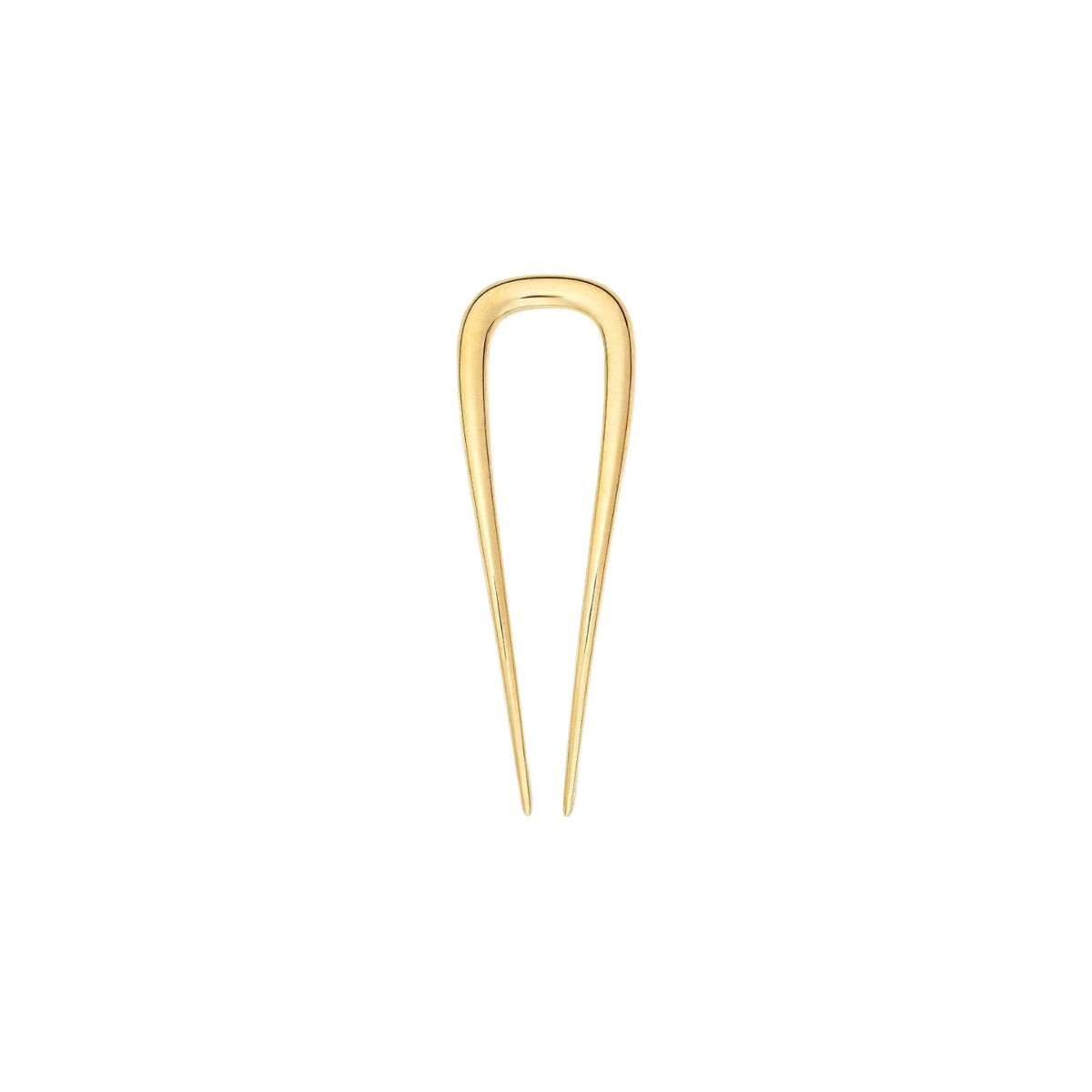 The Tiny Finch 3-inch petite French hair pin handcrafted from gold-plated recycled brass for half-up hairstyles.