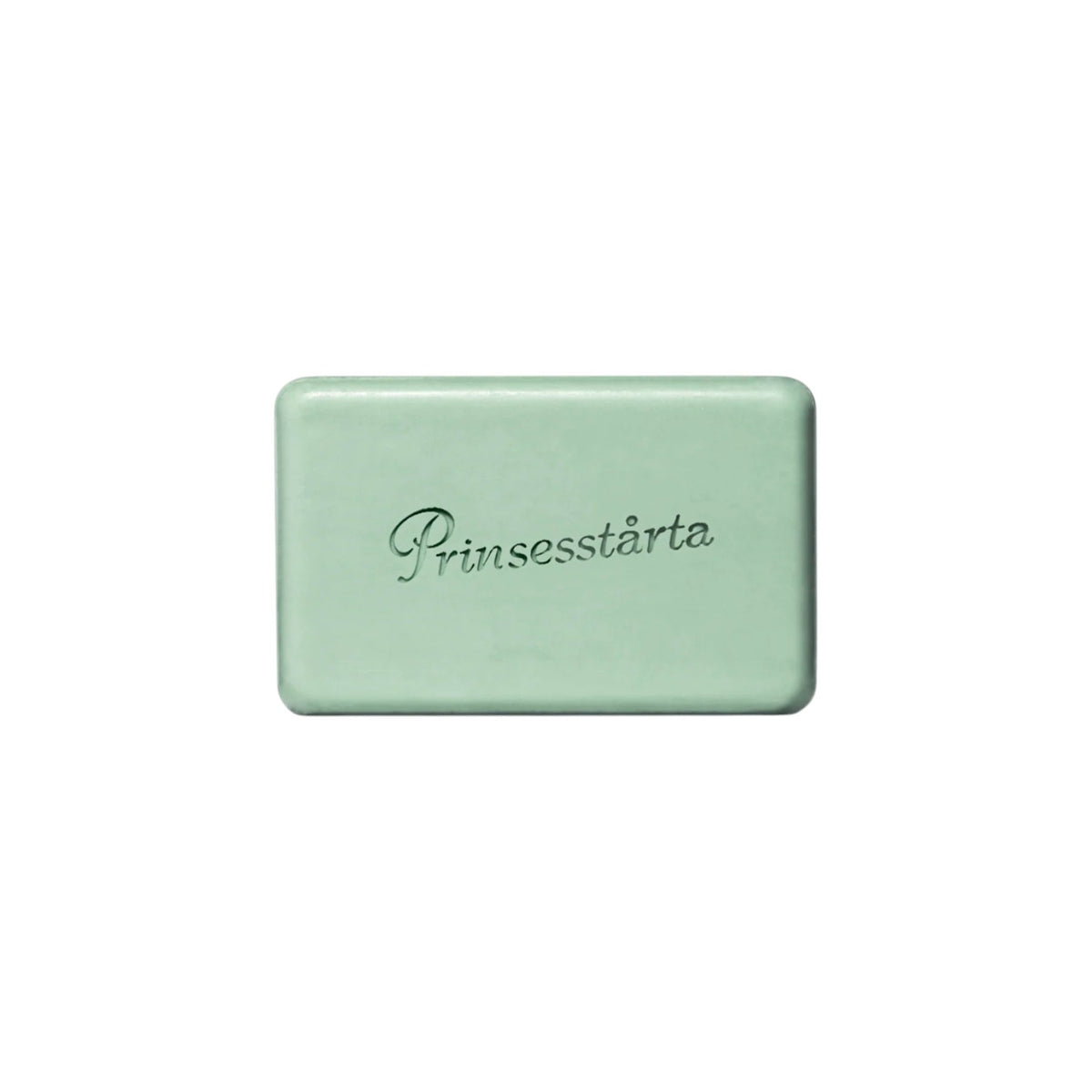 The Tiny Finch Prinsesstarta Milk Bar in a soft sage green, featuring a smooth, rectangular shape with embossed text.